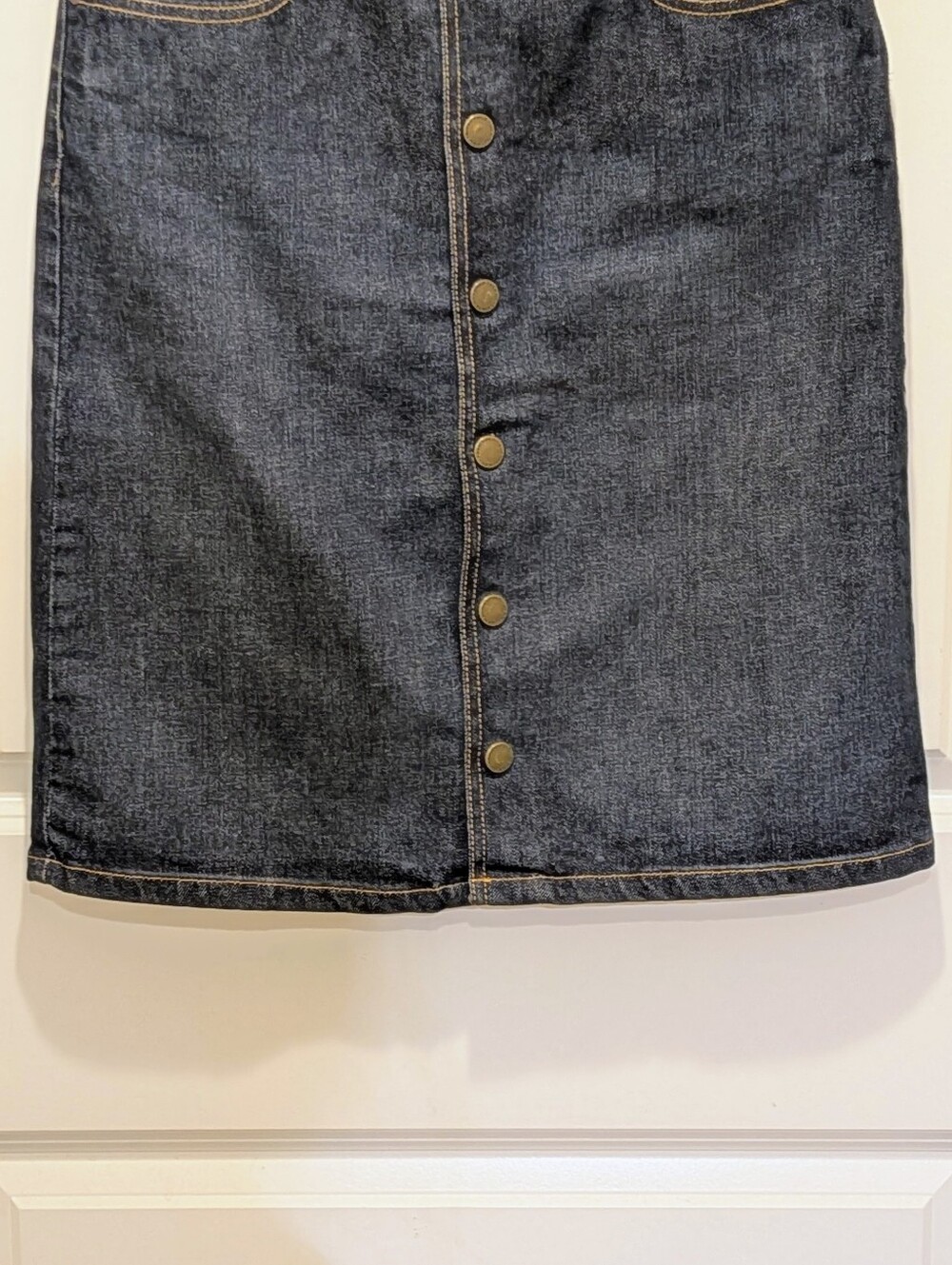 EUC 90s Ralph Lauren 2 Polo Jeans Co Dark Wash Snap Front Denim Skirt - Picture 3 of 7